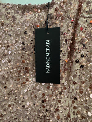 Nadine Merabi Sequin Mini Dress Feathers