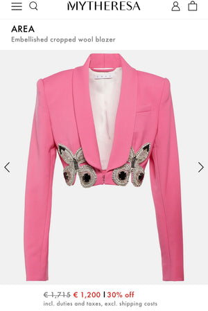 AREA Cropped Butterfly Blazer