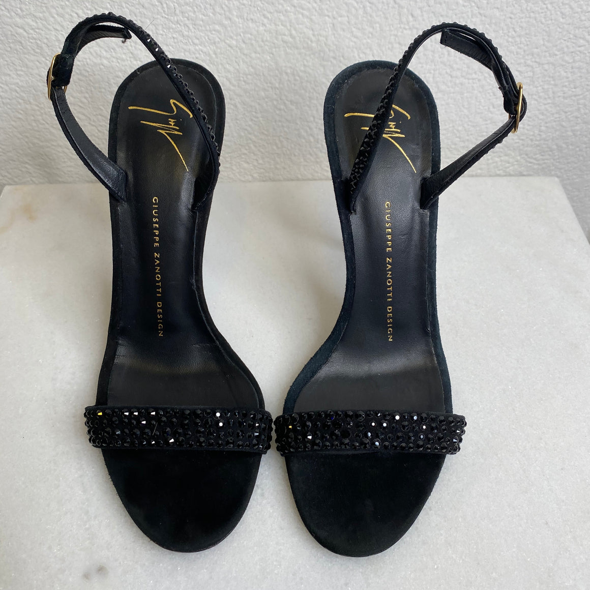 Giuseppe Zanotti Black Crystal Heels