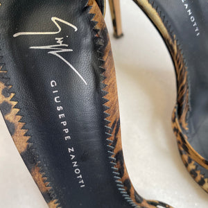 Giuseppe Zanotti Leopard-Print & Crystal-Embellished Ankle Cuff Sandals