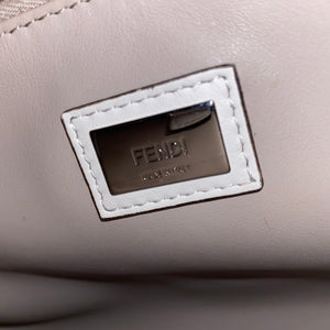 White Fendi Petite 2Jours Studded Soft Calfskin Leather Shopper