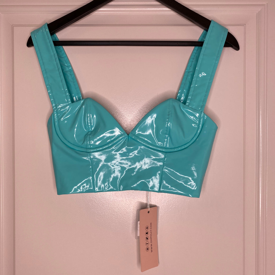 Turquoise Ohpolly Vinyl Crop Top