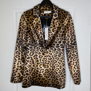 Leopard Meshki Stretch Satin Shiny Blazer