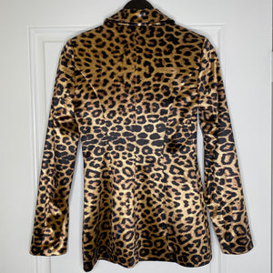 Leopard Meshki Stretch Satin Shiny Blazer