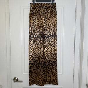 Leopard Meshki Stretch Satin Shiny Wide Leg Pants