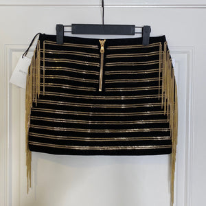 Black &Gold Balmain Chain Skirt